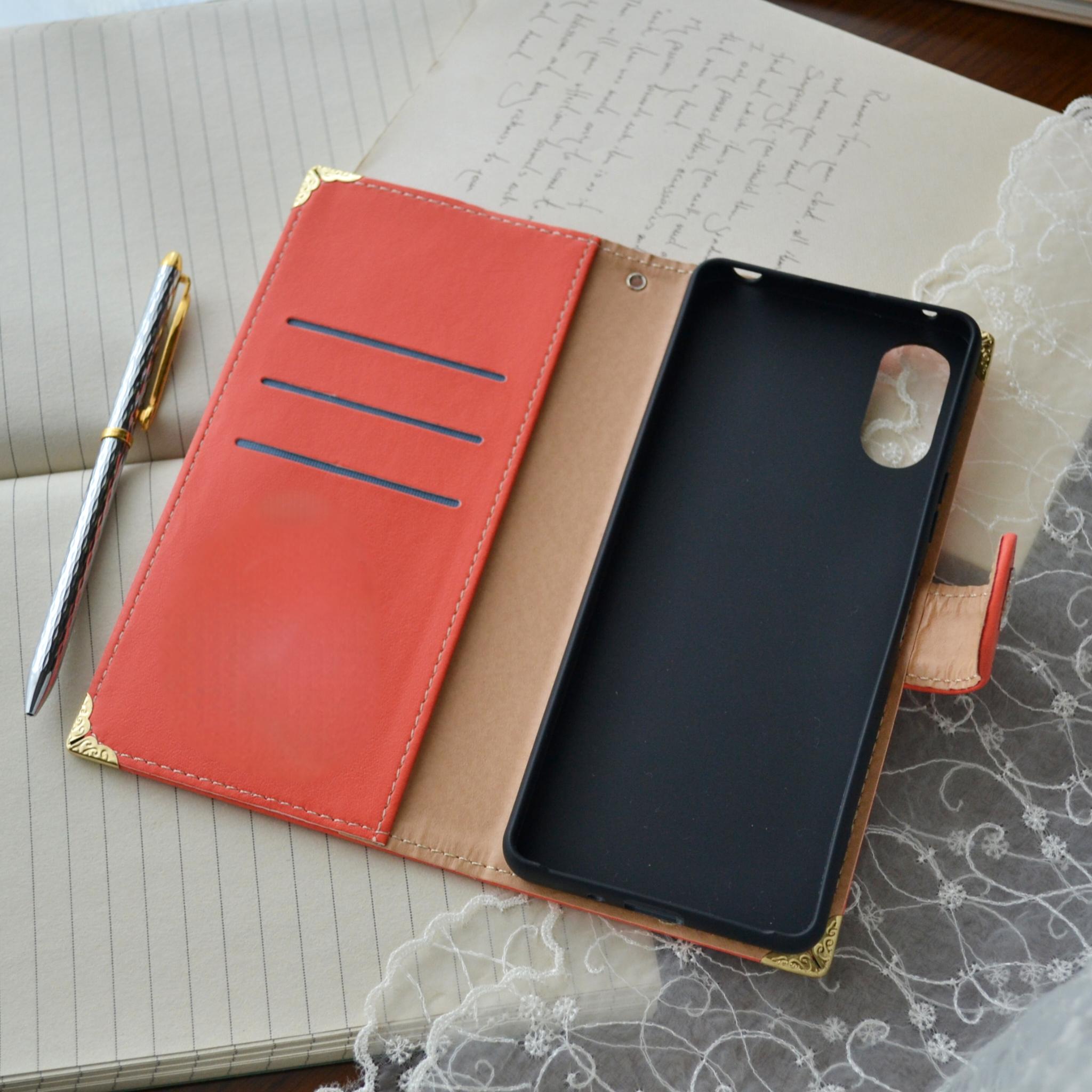 手帳型スマホケース『月の宝石群』手元をきらめくスマホカバー専門店　あたたかなオレンジ　ほぼ全機種対応 | 11枚目