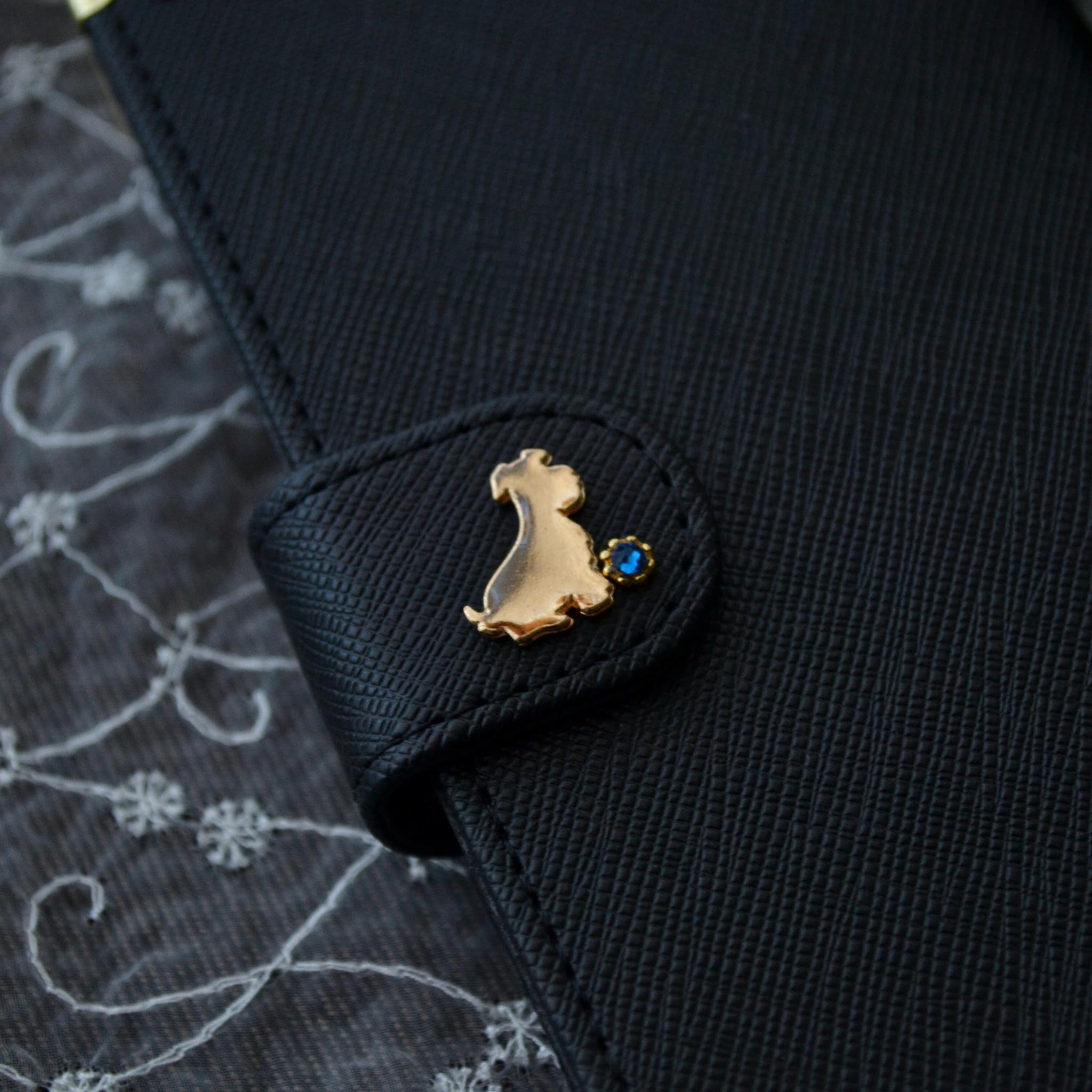 左利き用！手帳型スマホケース『Golden Dog with Metallic Crystal』犬と宝石 全機種対応 | 3枚目