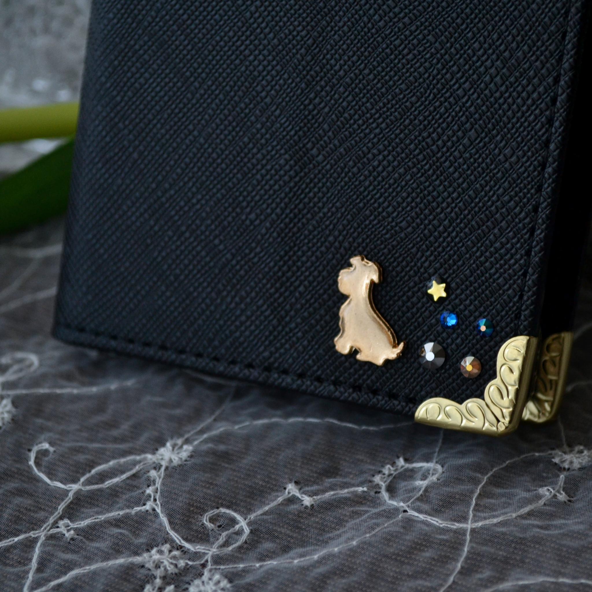 左利き用！手帳型スマホケース『Golden Dog with Metallic Crystal』犬と宝石 全機種対応 | 8枚目
