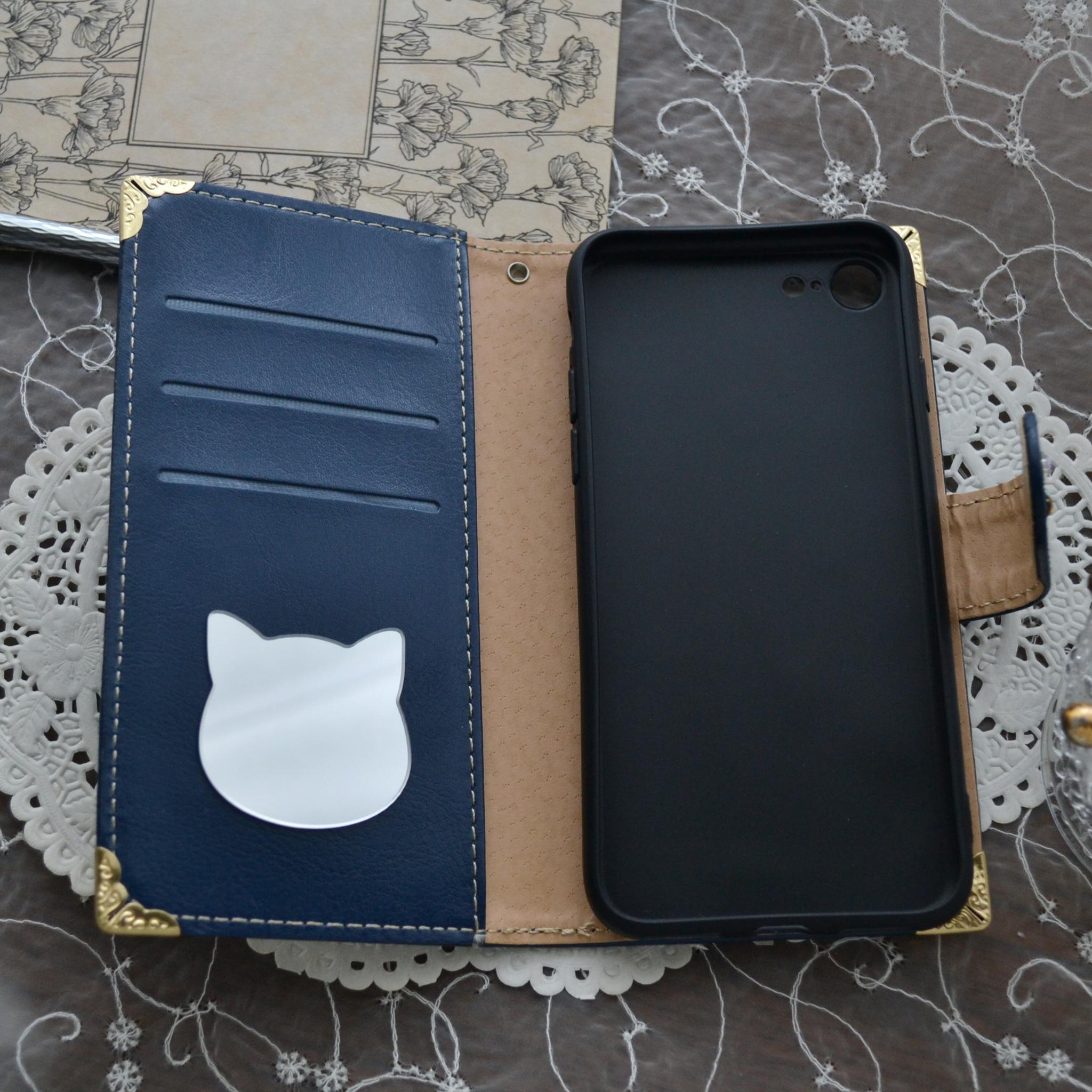 手帳型スマホケース『♡PINK♡』-spray- 傷が目立ちにくい型押し生地使用 全機種対応 白 | 11枚目