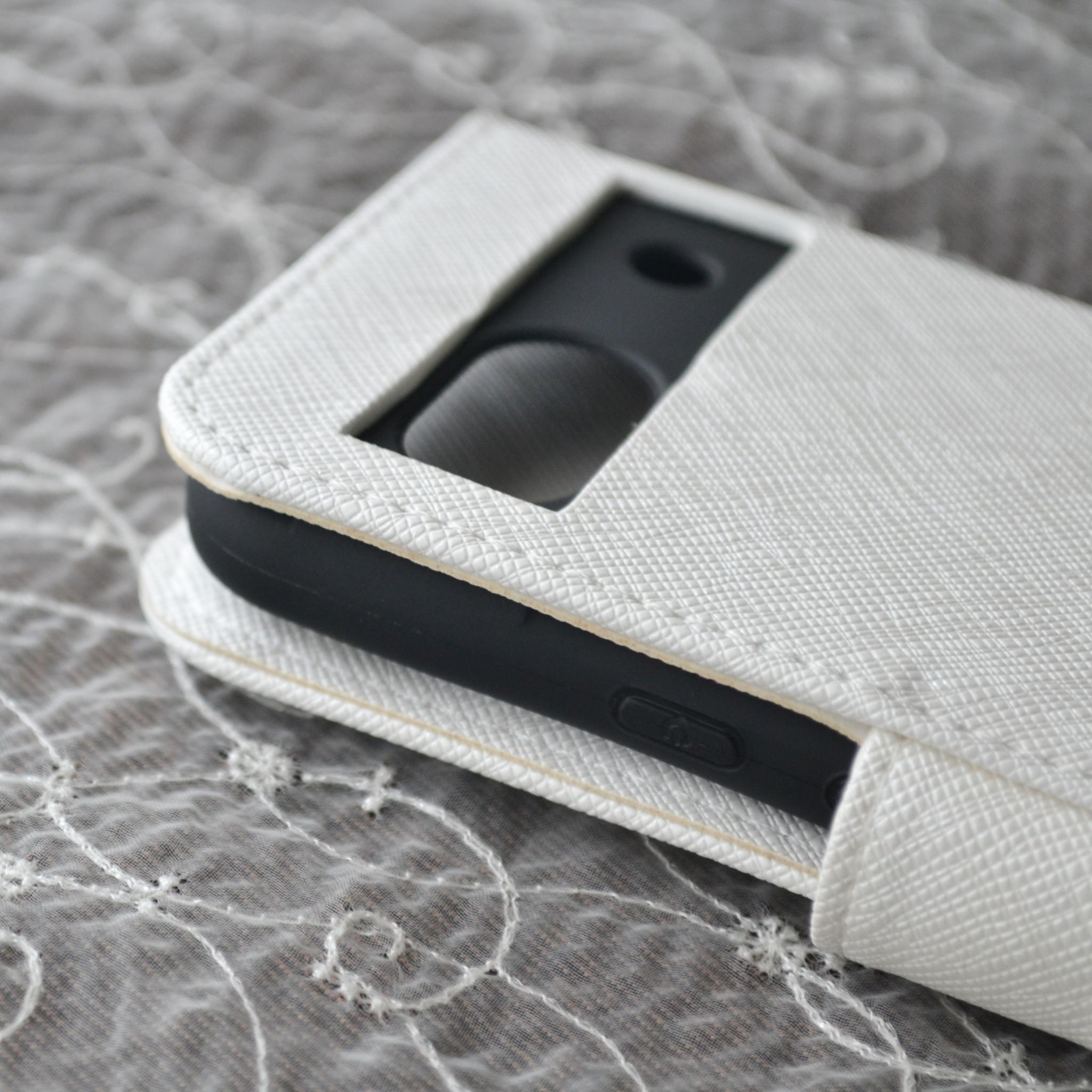 手帳型スマホケース『♡PINK♡』-spray- 傷が目立ちにくい型押し生地使用 全機種対応 白 | 7枚目