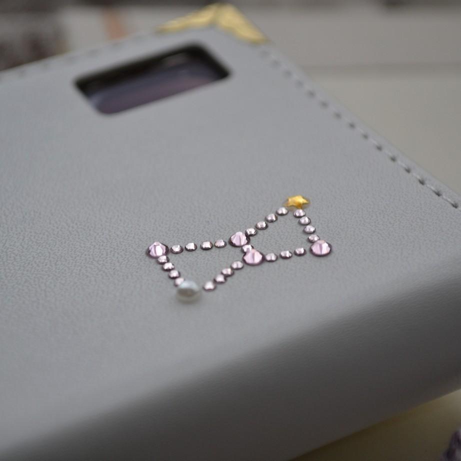 白と紫の手帳型スマホケース『猫と月のロマンティック』ラベンダー 全機種対応 ワンランク上の傷が目立ちにくい生地使用◎ | 11枚目