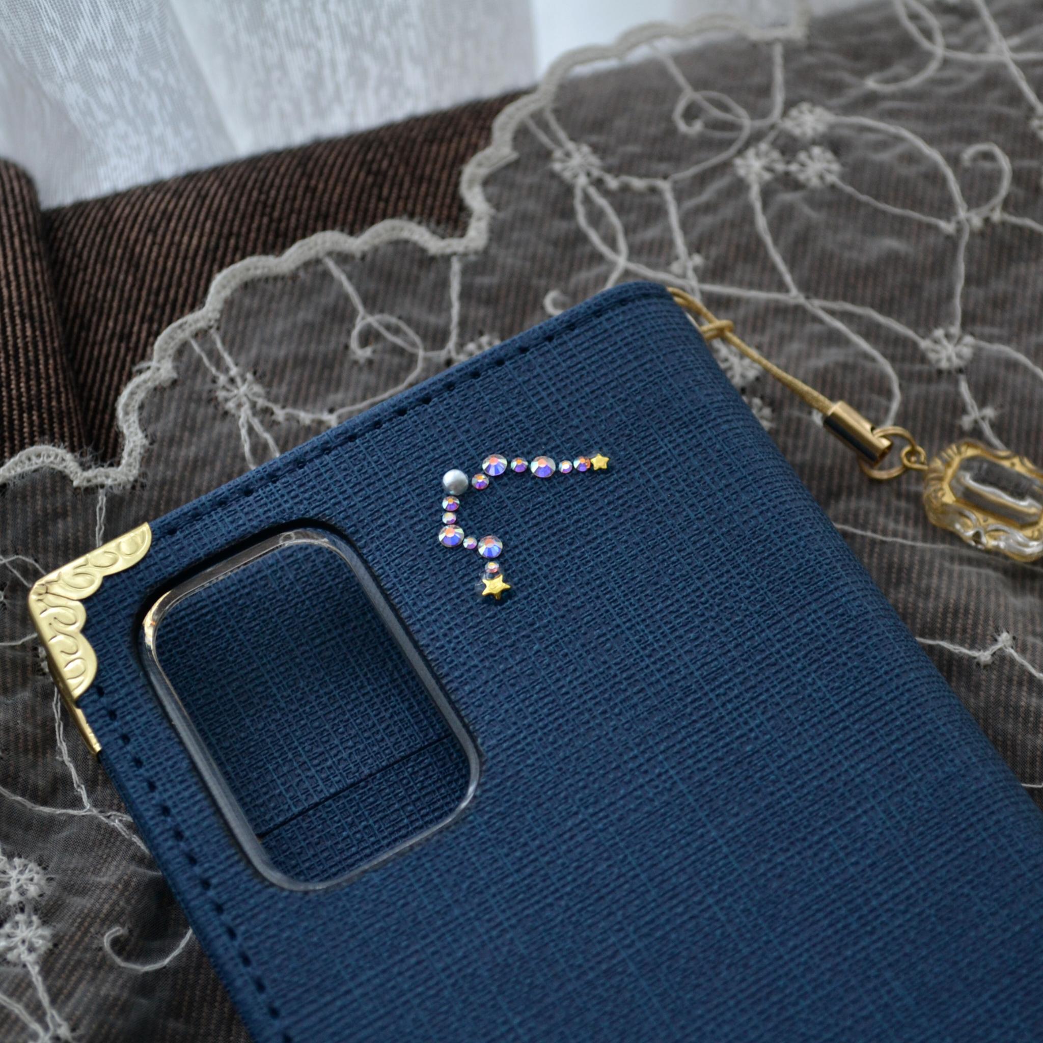 手帳型スマホケース『ピンクムーンとオーロラの流星』全機種対応◎ワンランク上の深みピンク、傷が目立ちにくい型押生地 | 13枚目