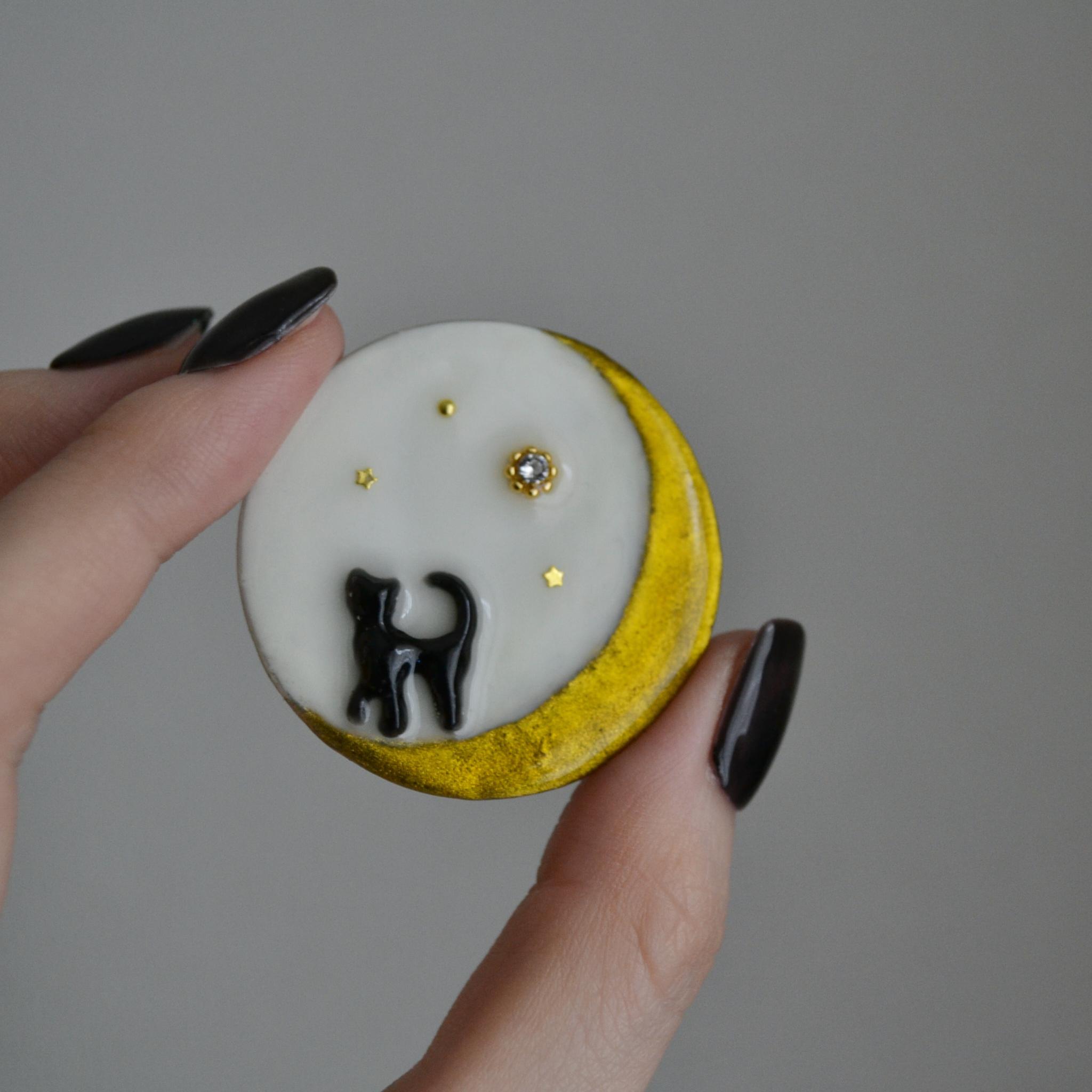 専用ページ『あの星と僕』猫と月の透明なスマホグリップ　全機種のスマホケースに使えます。