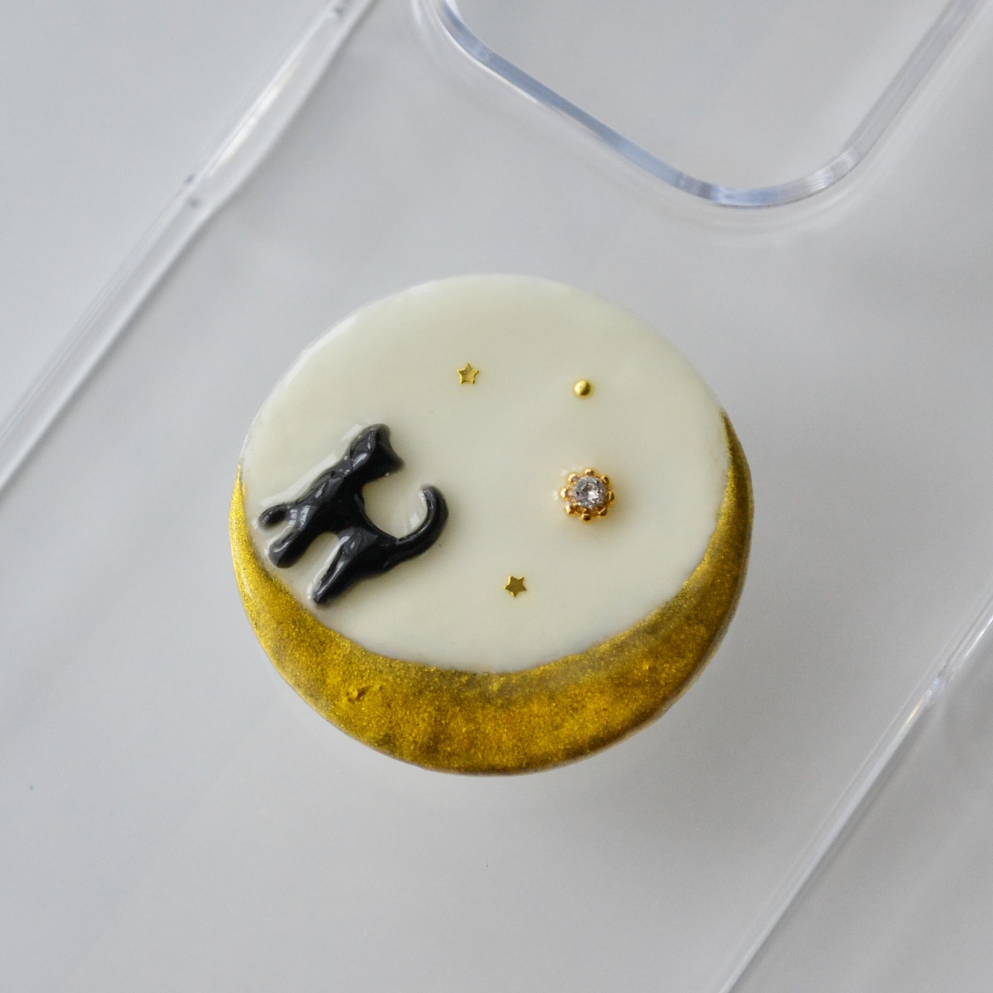 専用ページ『あの星と僕』猫と月の透明なスマホグリップ　全機種のスマホケースに使えます。 | 3枚目