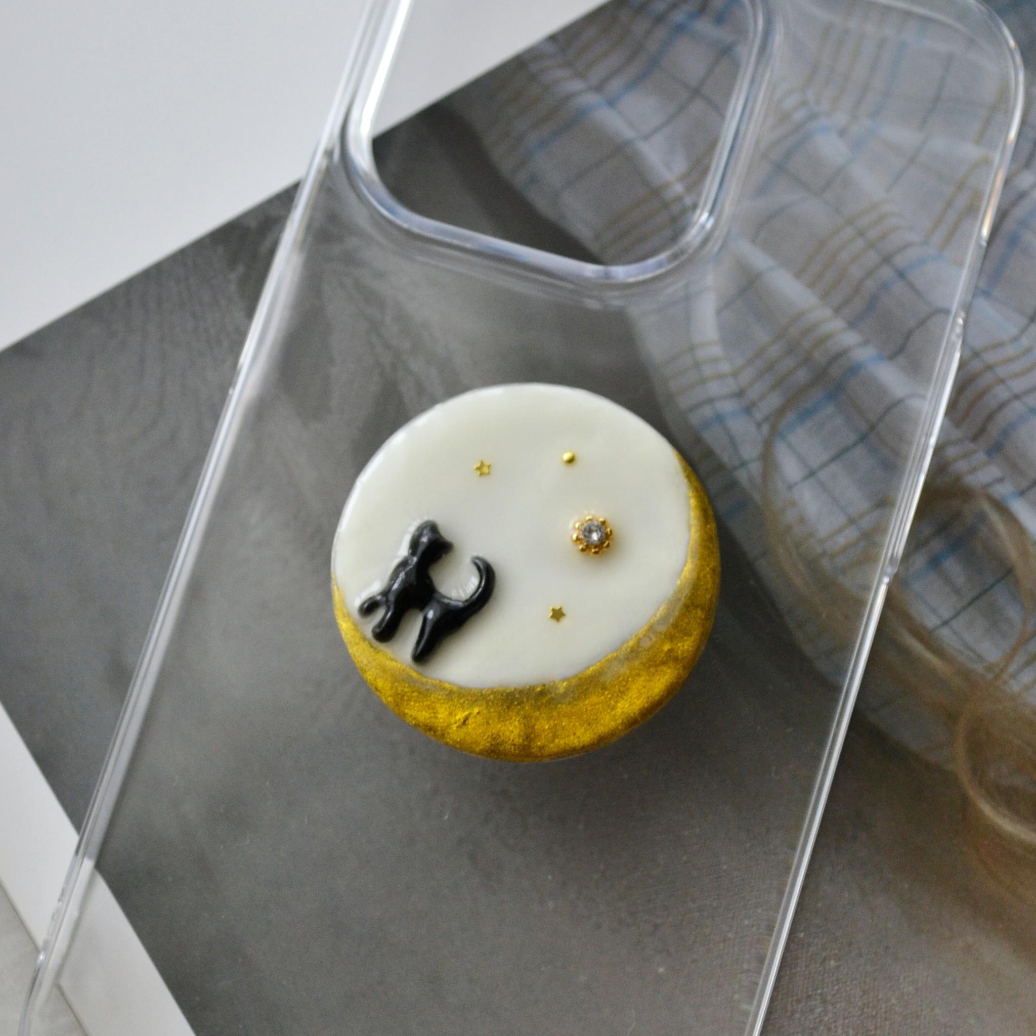 専用ページ『あの星と僕』猫と月の透明なスマホグリップ　全機種のスマホケースに使えます。 | 4枚目