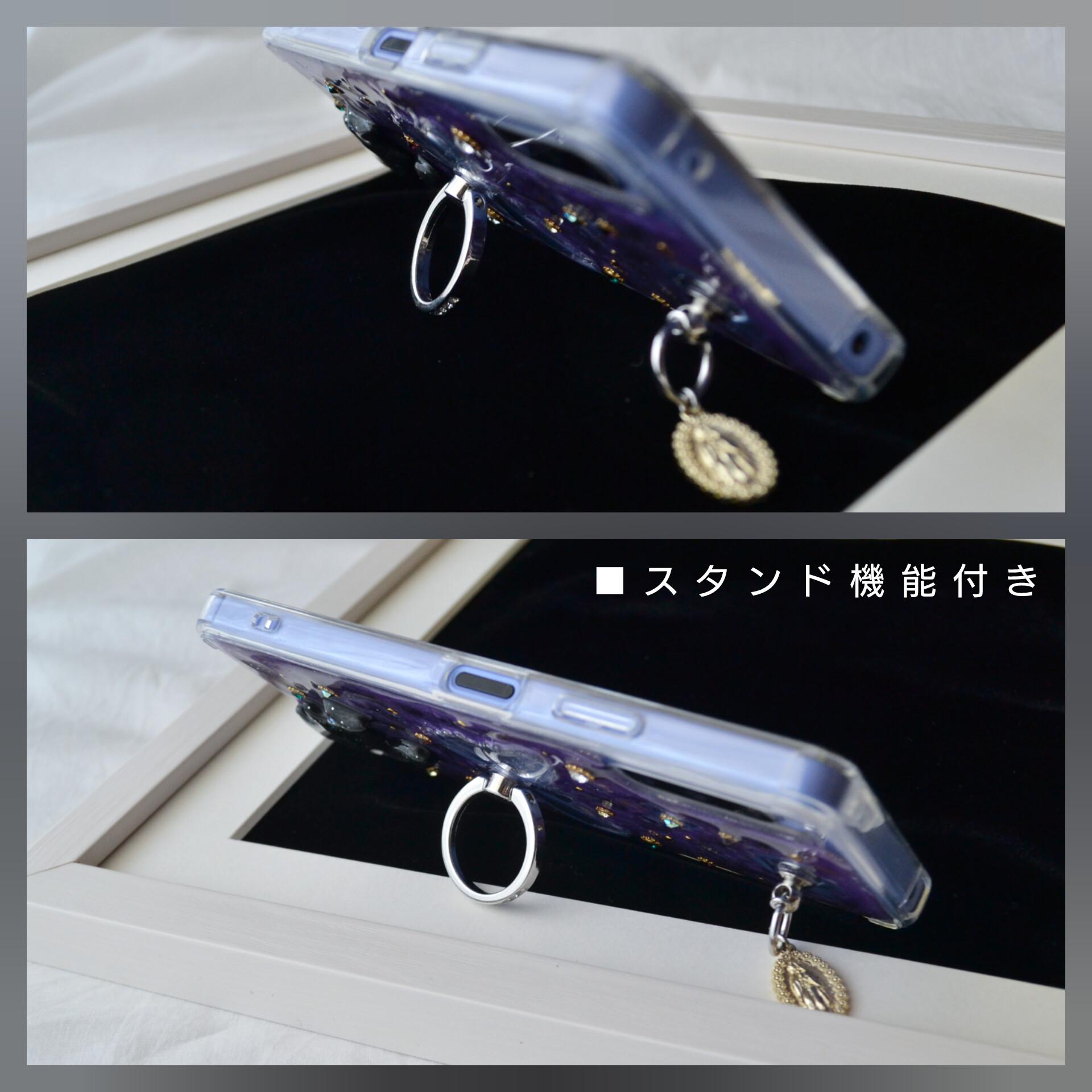 『青い蝶と幸せな猫たち』Morpho and Cats 使いやすい！きらきらスマホリング付きでスタンド機能◎全機種対応 | 8枚目