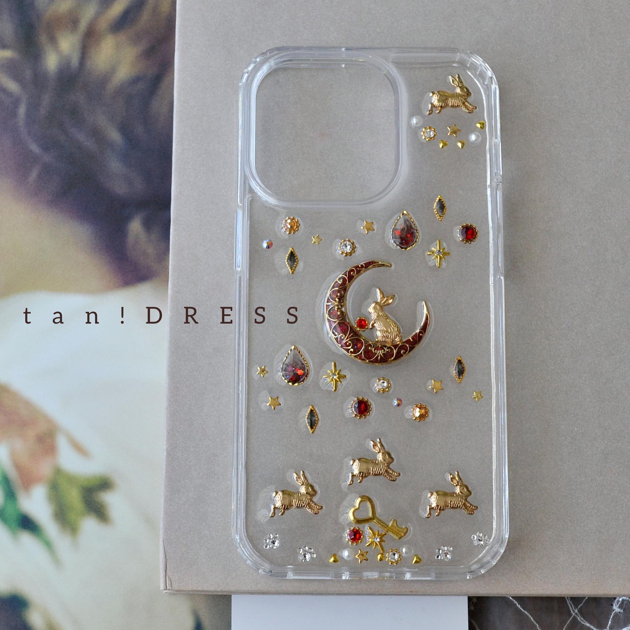 ルビーレッドなスマホケース『うさぎと月のメリーゴーランド』使いやすい！ソフト×ハード素材のクリアケース 全機種製作可能 | 2枚目