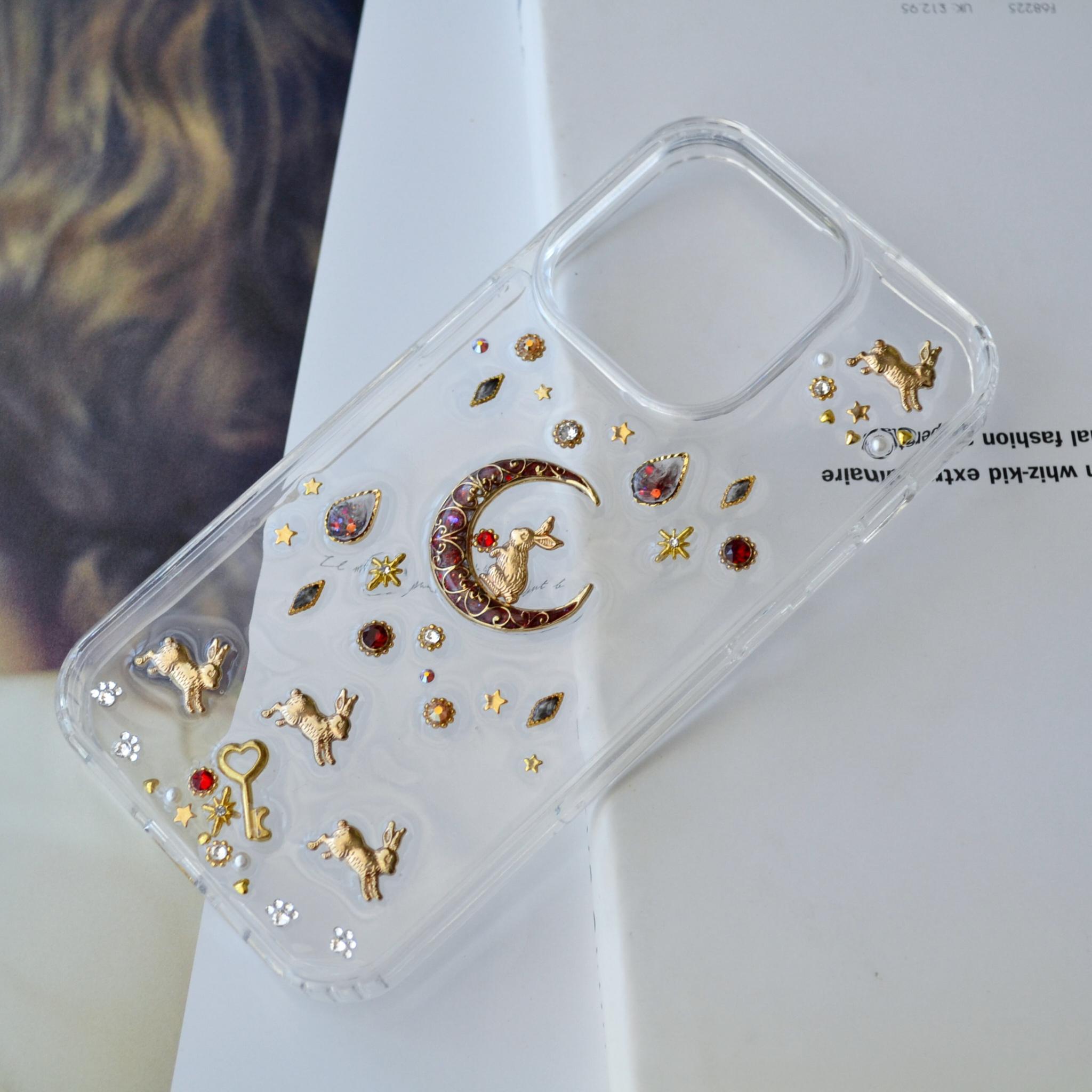 ルビーレッドなスマホケース『うさぎと月のメリーゴーランド』使いやすい！ソフト×ハード素材のクリアケース 全機種製作可能 | 4枚目