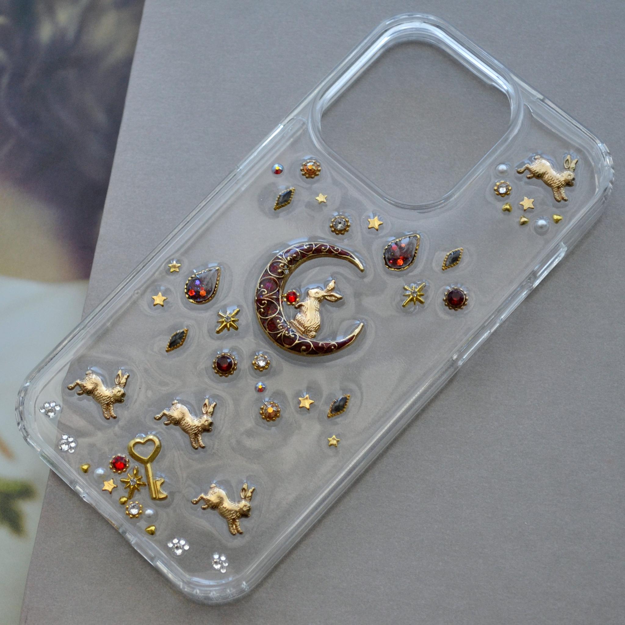 ルビーレッドなスマホケース『うさぎと月のメリーゴーランド』使いやすい！ソフト×ハード素材のクリアケース 全機種製作可能 | 6枚目