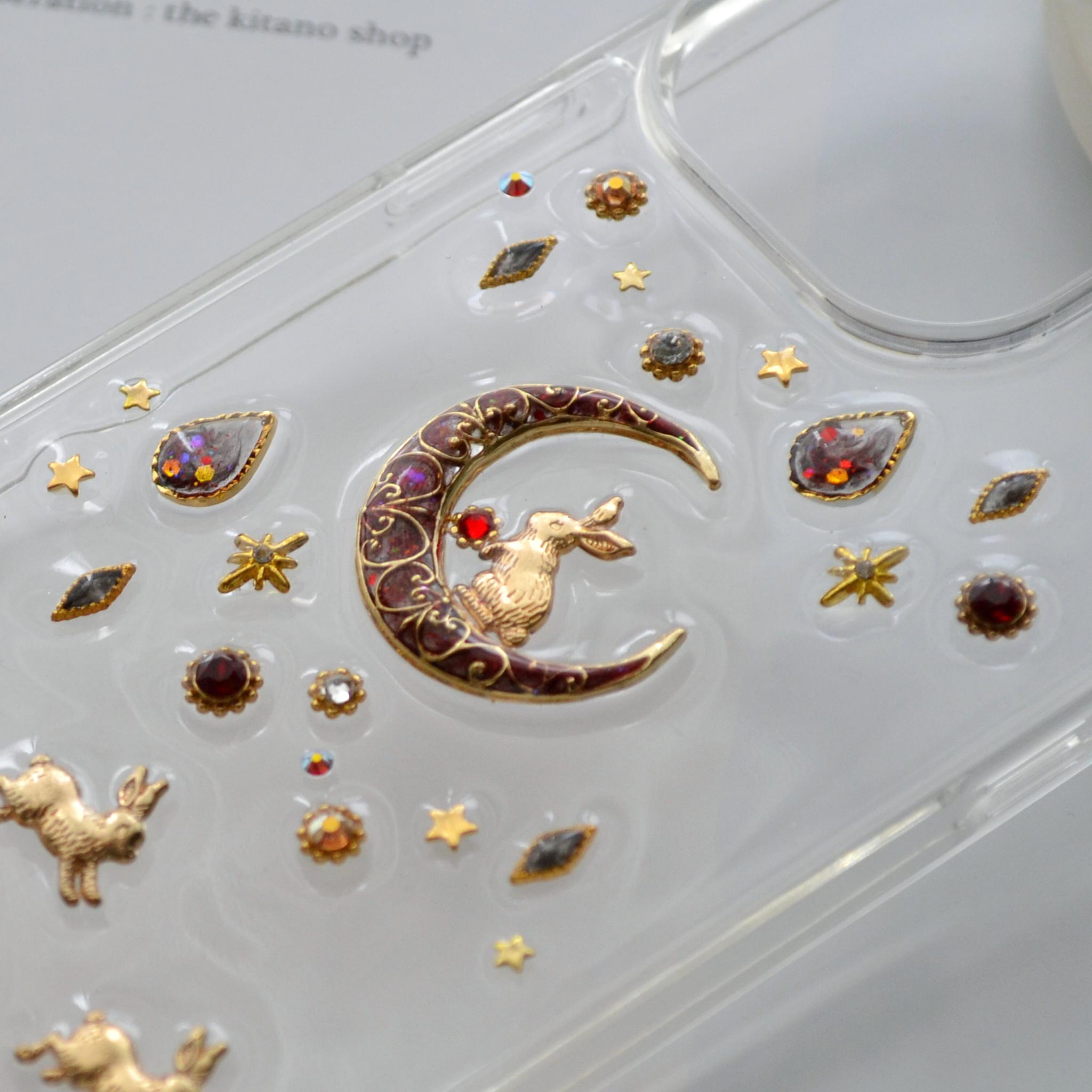 ルビーレッドなスマホケース『うさぎと月のメリーゴーランド』使いやすい！ソフト×ハード素材のクリアケース 全機種製作可能 | 8枚目