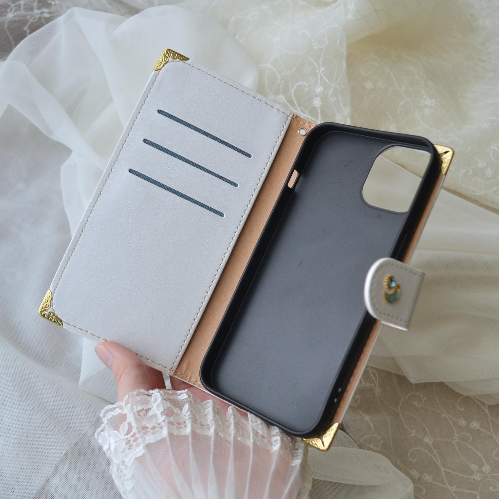 手帳型スマホケース『猫の思い出』白×水色　Kitten Blue デコレーションカバー 全機種対応◎ | 10枚目