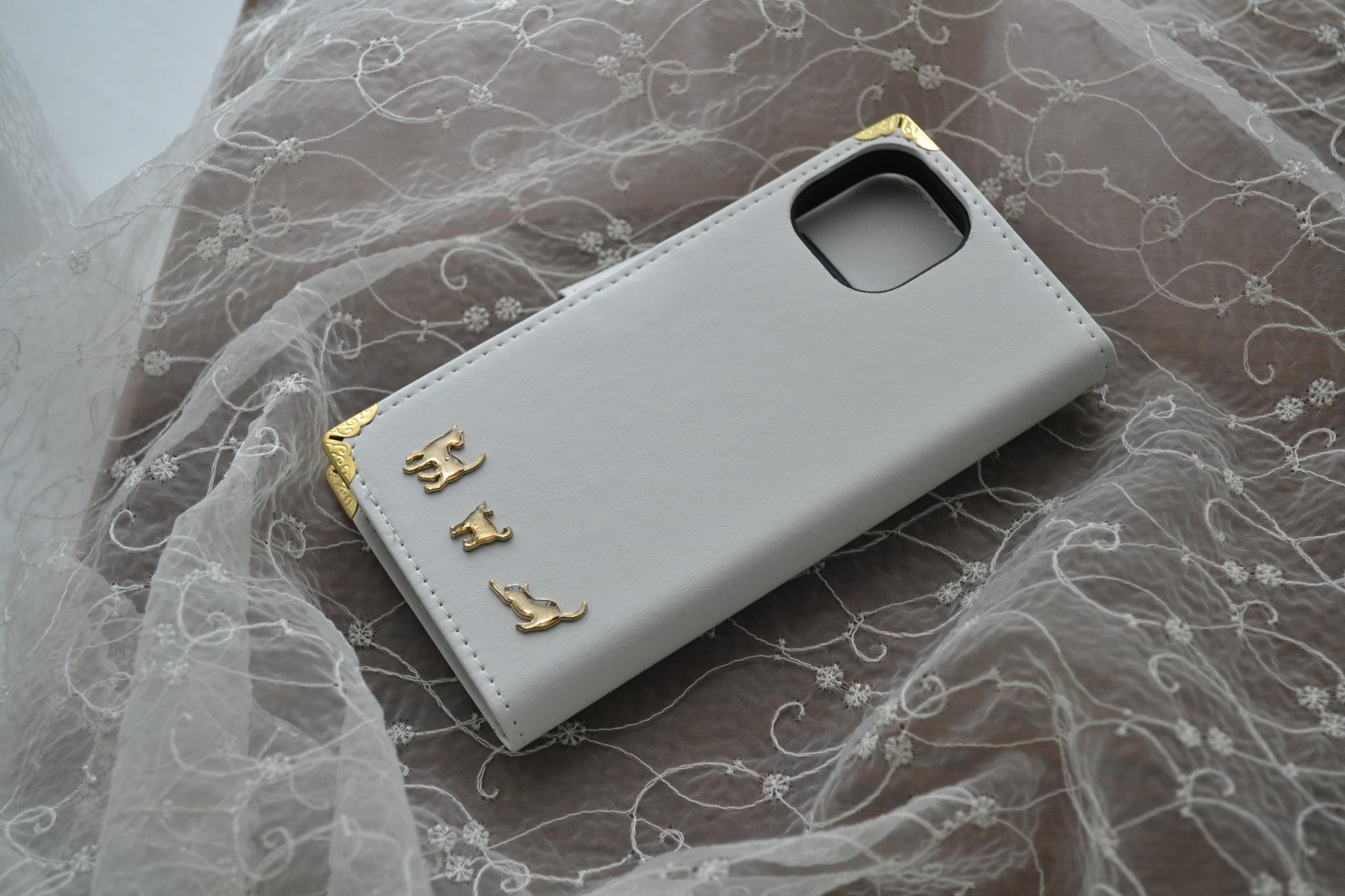 手帳型スマホケース『猫の思い出』白×水色　Kitten Blue デコレーションカバー 全機種対応◎ | 15枚目