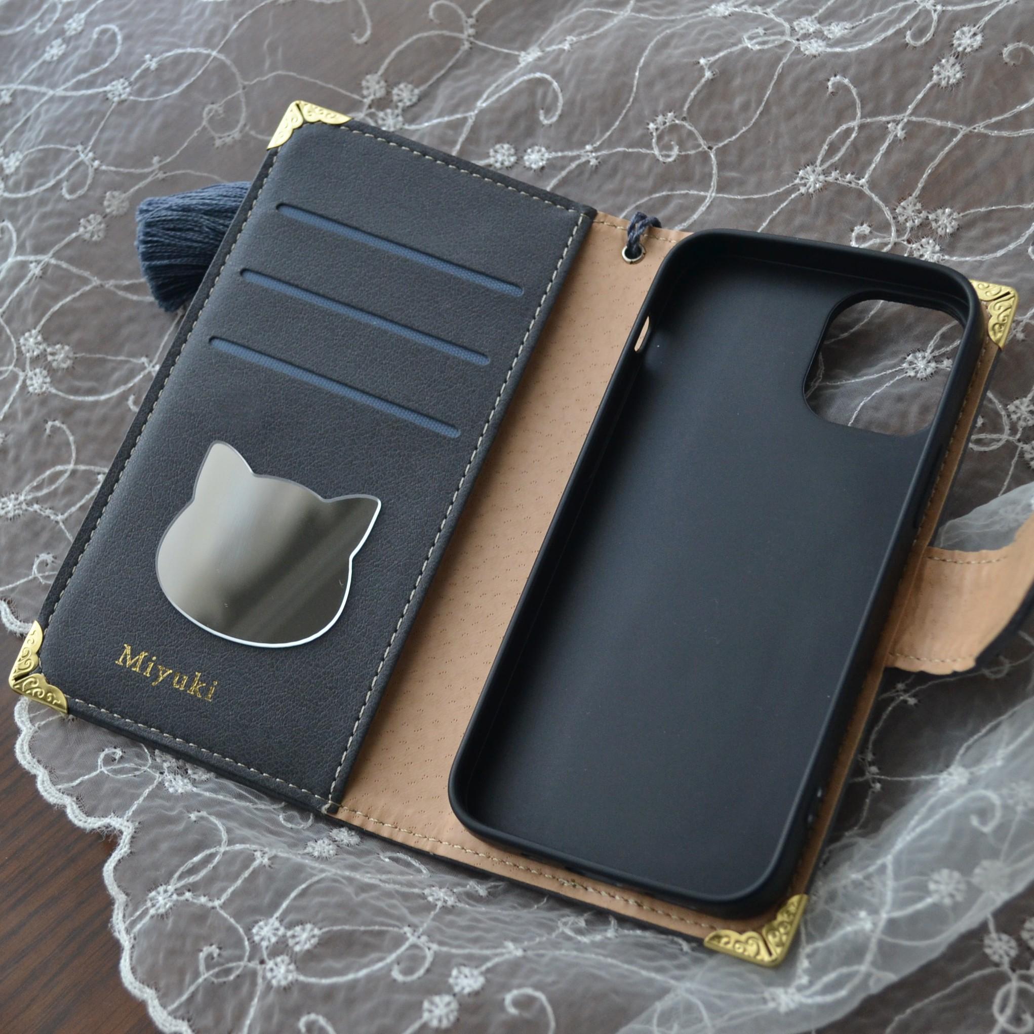 手帳型スマホケース『猫の思い出』白×水色　Kitten Blue デコレーションカバー 全機種対応◎ | 18枚目