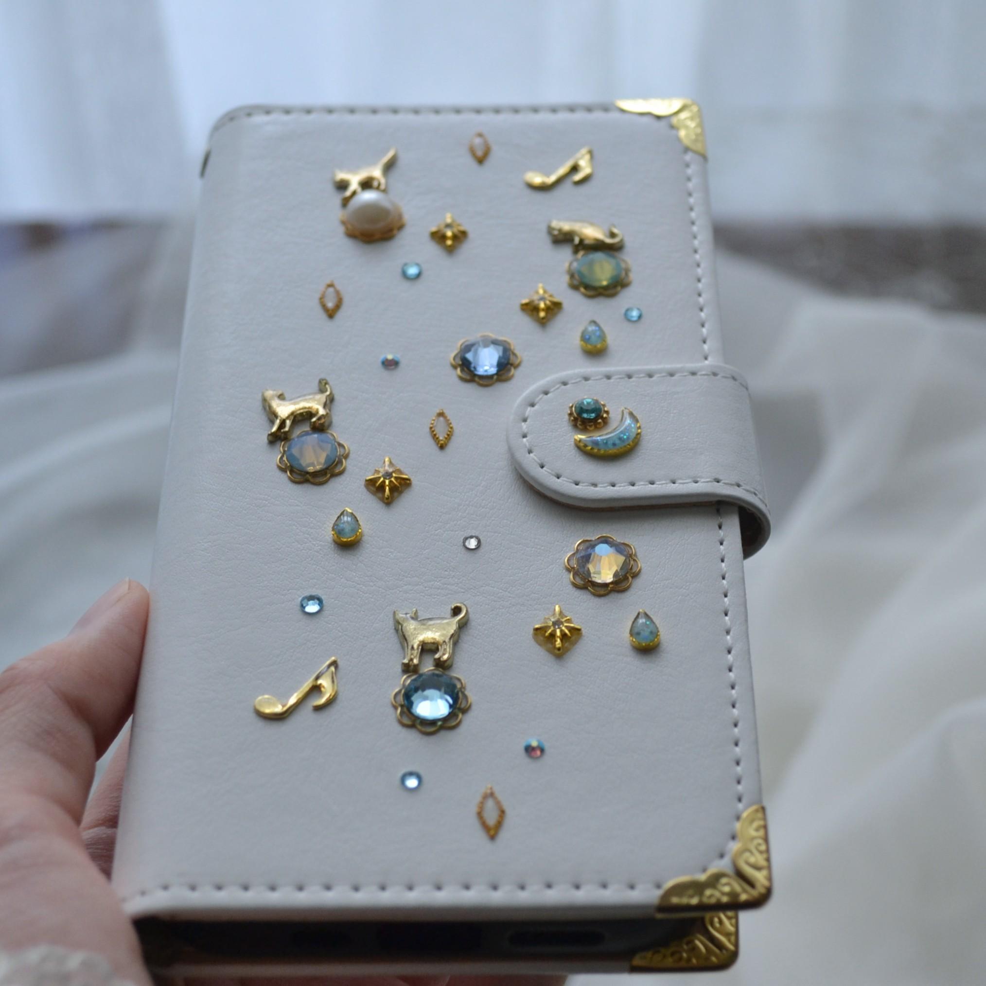 手帳型スマホケース『猫の思い出』白×水色　Kitten Blue デコレーションカバー 全機種対応◎ | 8枚目