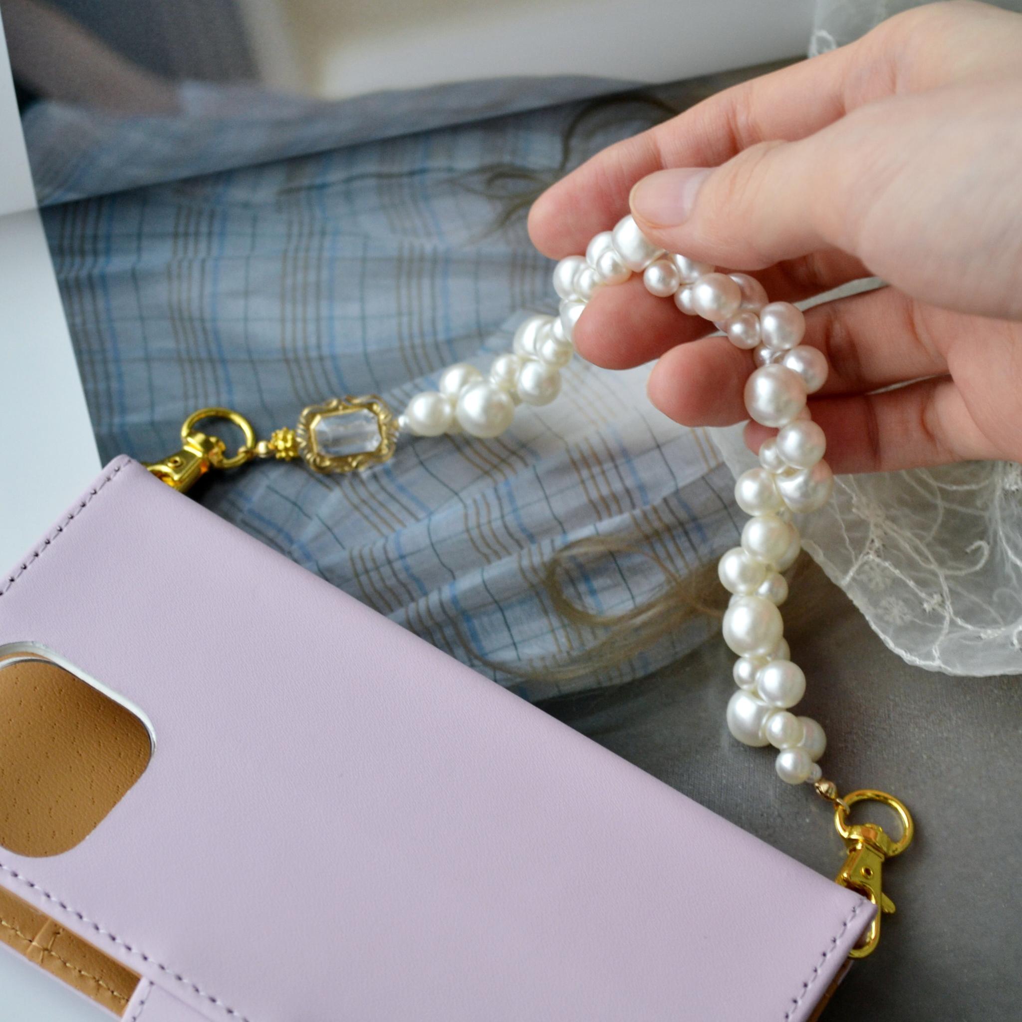 入道雲のようなもくもくパールストラップ　耐久性UP　スマホチェーン　スマホストラップ　ハンドストラップ | 4枚目