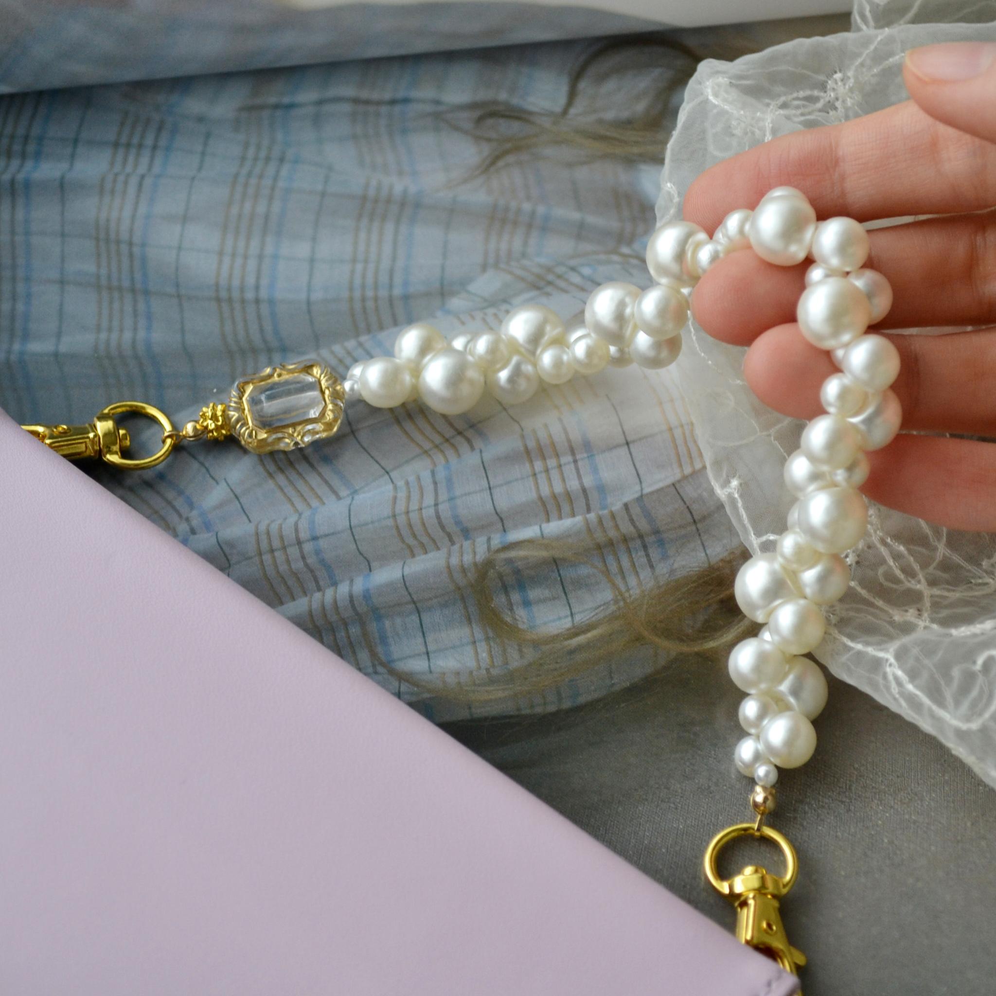 入道雲のようなもくもくパールストラップ　耐久性UP　スマホチェーン　スマホストラップ　ハンドストラップ | 5枚目