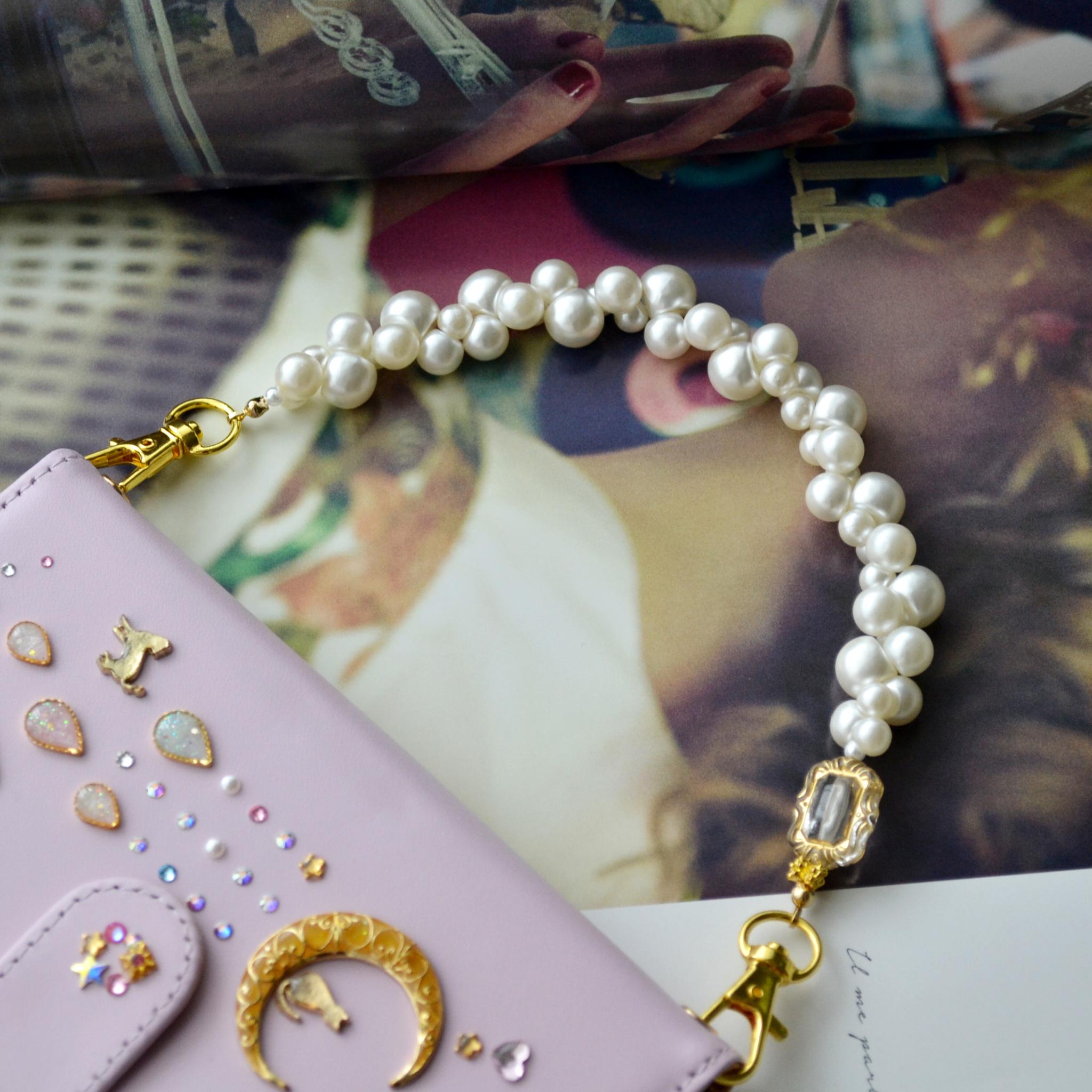 入道雲のようなもくもくパールストラップ　耐久性UP　スマホチェーン　スマホストラップ　ハンドストラップ | 8枚目