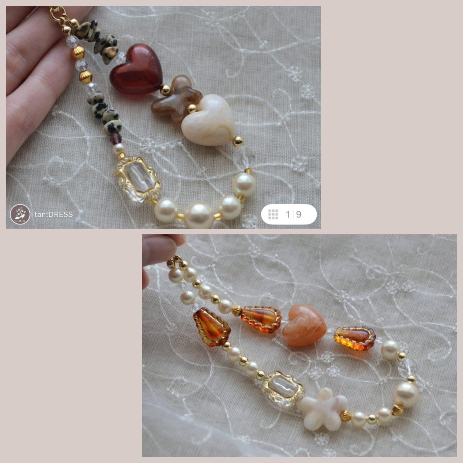 ハートとパールストラップの肩掛け（ショルダー）ジュエリー感覚で身につけて！切れにくいワイヤー使用で耐久性UP◎