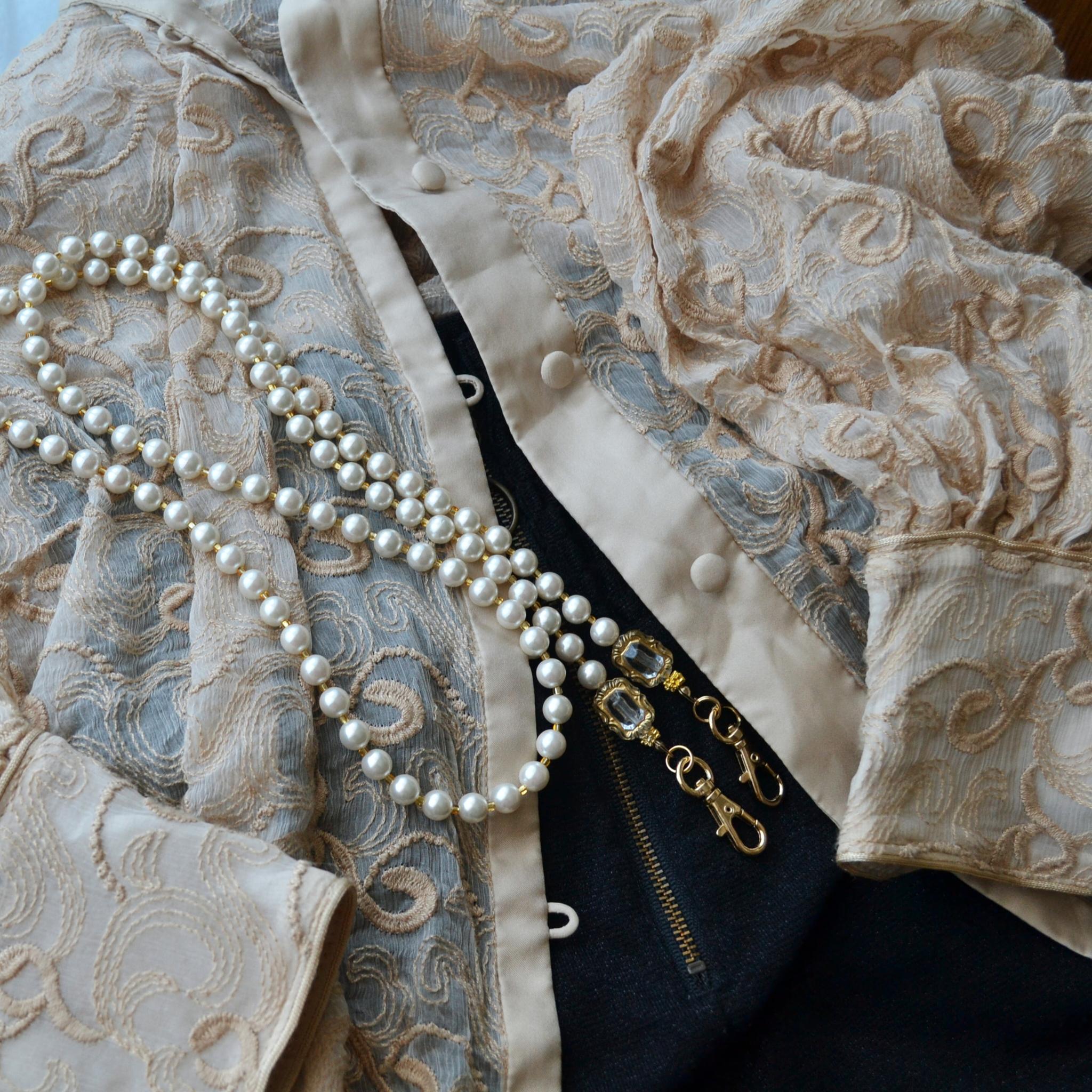 ハートとパールストラップの肩掛け（ショルダー）ジュエリー感覚で身につけて！切れにくいワイヤー使用で耐久性UP◎ | 3枚目