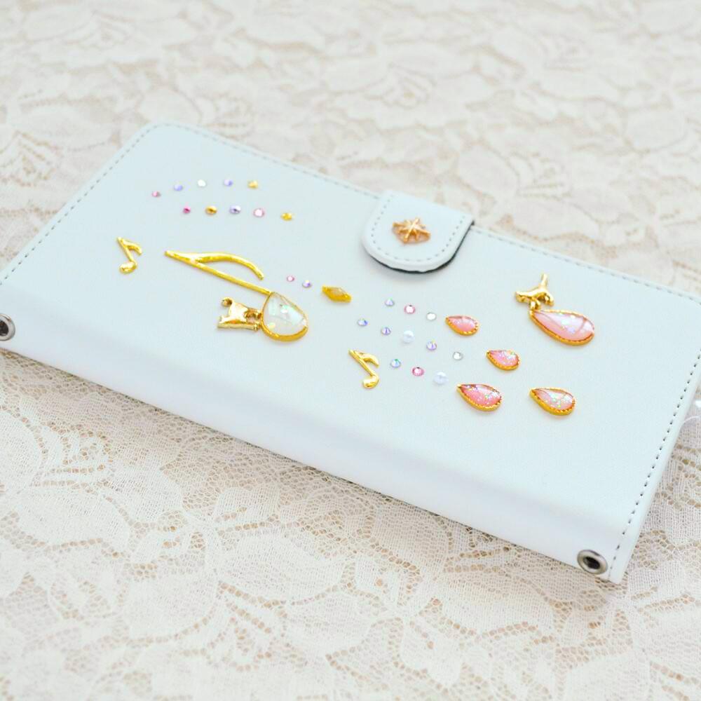 手帳型→ベージュケースへ変更『音楽と猫』音符と猫が楽しく遊ぶ！全機種可能 | 2枚目