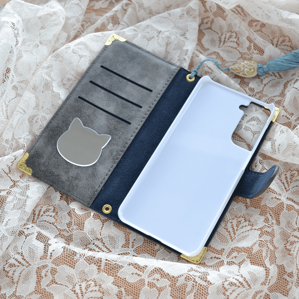 手帳型→ベージュケースへ変更『音楽と猫』音符と猫が楽しく遊ぶ！全機種可能 | 8枚目