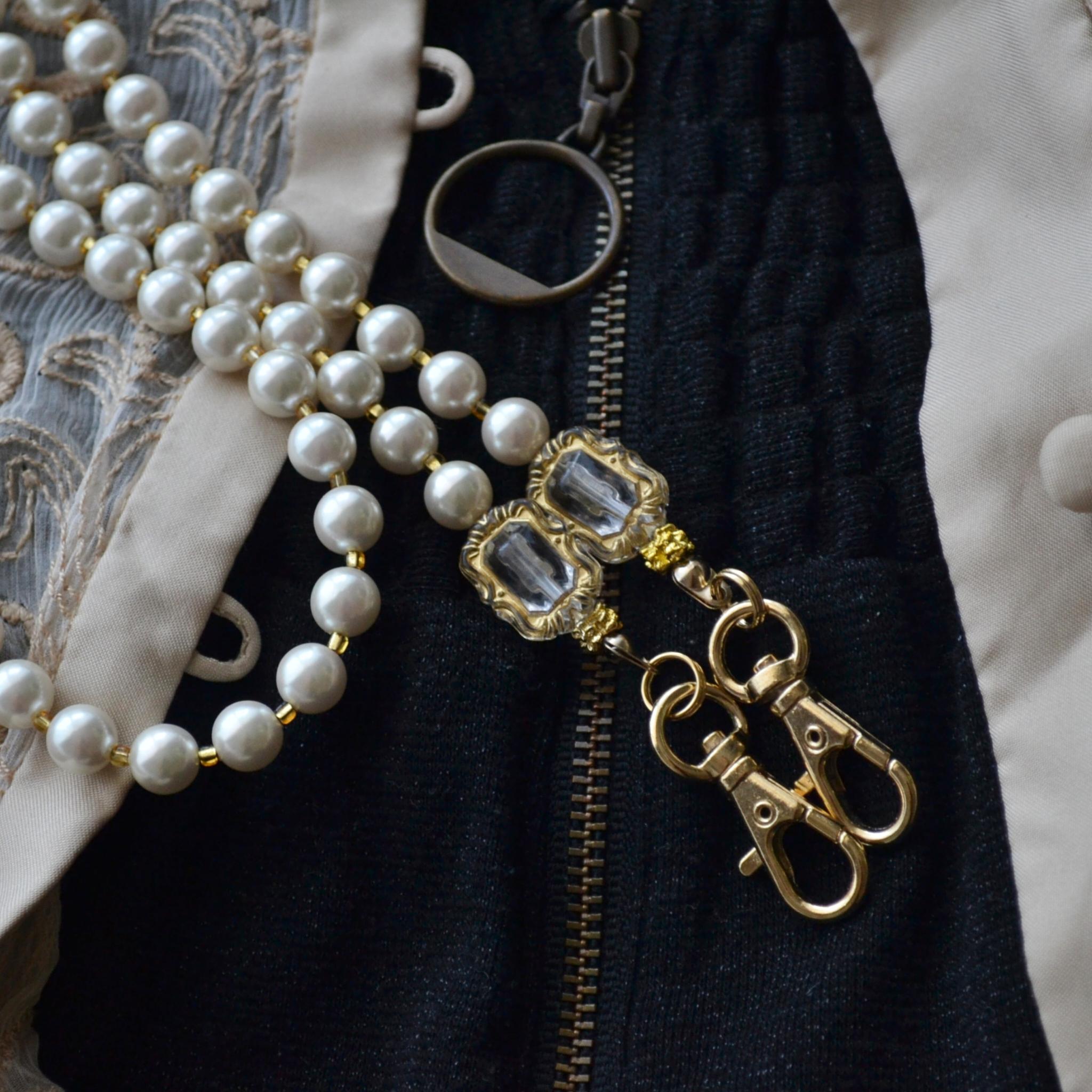 短め全長90cmパールストラップの肩掛け（ショルダー）ジュエリー感覚で身につけて！切れにくいワイヤー使用で耐久性UP◎ | 3枚目