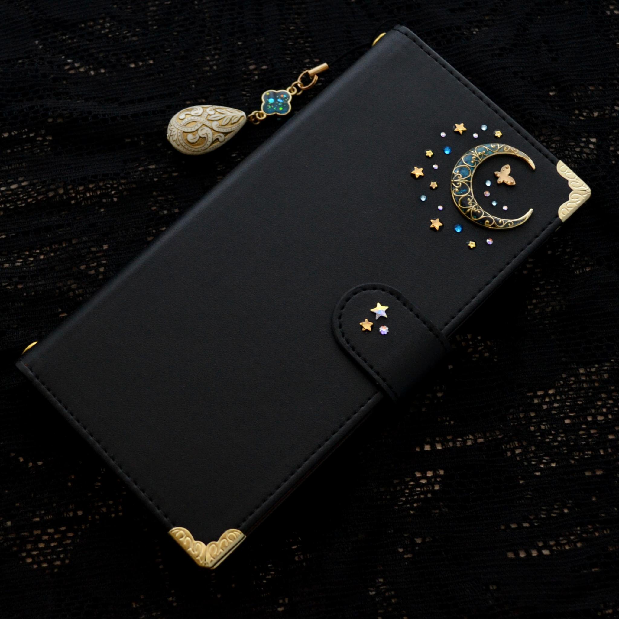 傷が目立ちにくい！手帳型スマホケース『蝶と青い月』スタンド機能付 全機種注文可能 | 11枚目