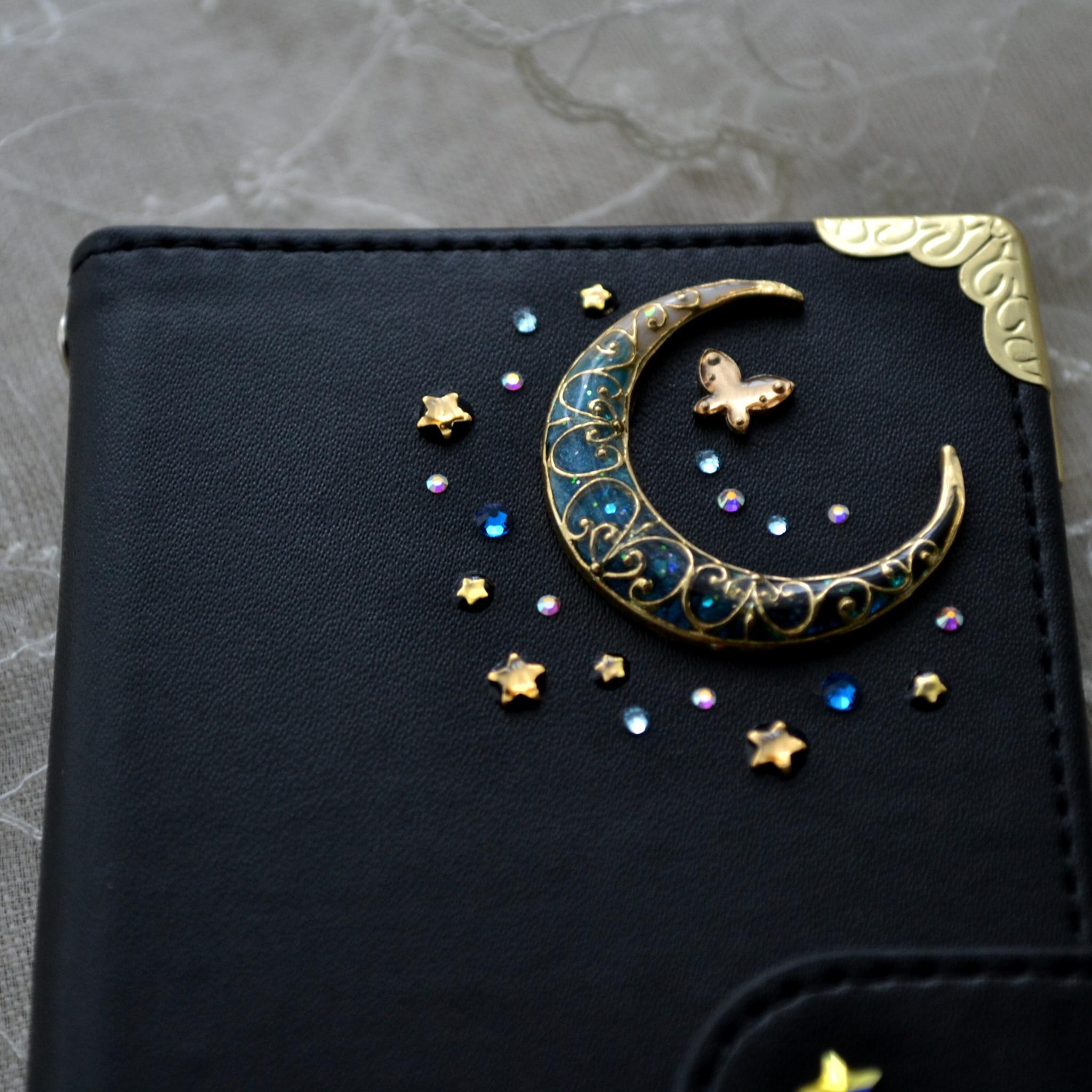 傷が目立ちにくい！手帳型スマホケース『蝶と青い月』スタンド機能付 全機種注文可能 | 13枚目