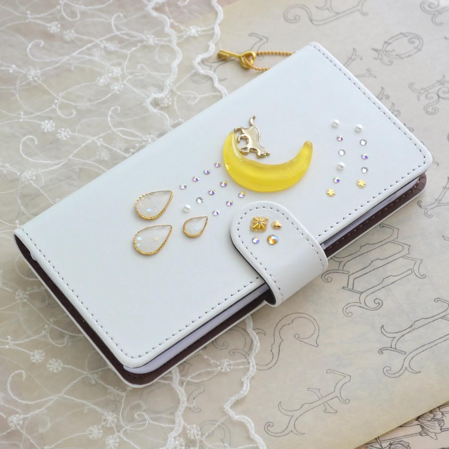 ぷっくり月としずく☆手帳型スマホケース『犬と月のいる星空』全機種対応♡特集掲載、creema限定作品 | 4枚目