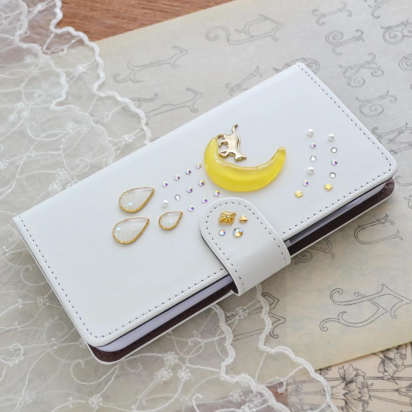 ぷっくり月としずく☆手帳型スマホケース『犬と月のいる星空』全機種対応♡特集掲載、creema限定作品 | 8枚目